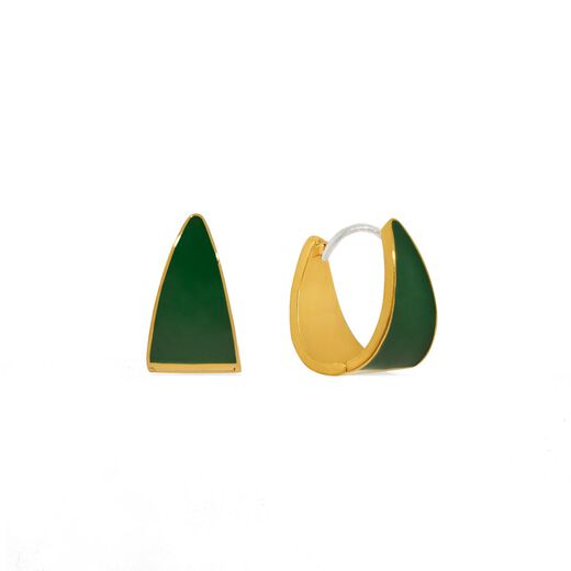 Green enamel huggie earrings